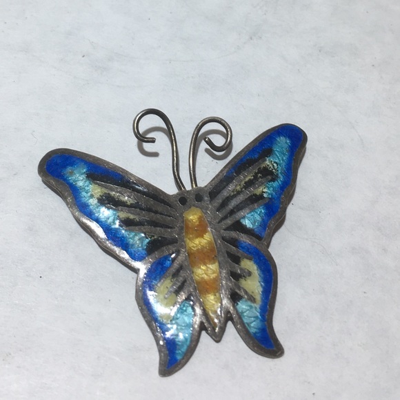 925 Sterling Silver 3-tone Vintage Mexico Casados Enamel  Vintage Mexico 925 sterling silver enamel brooch